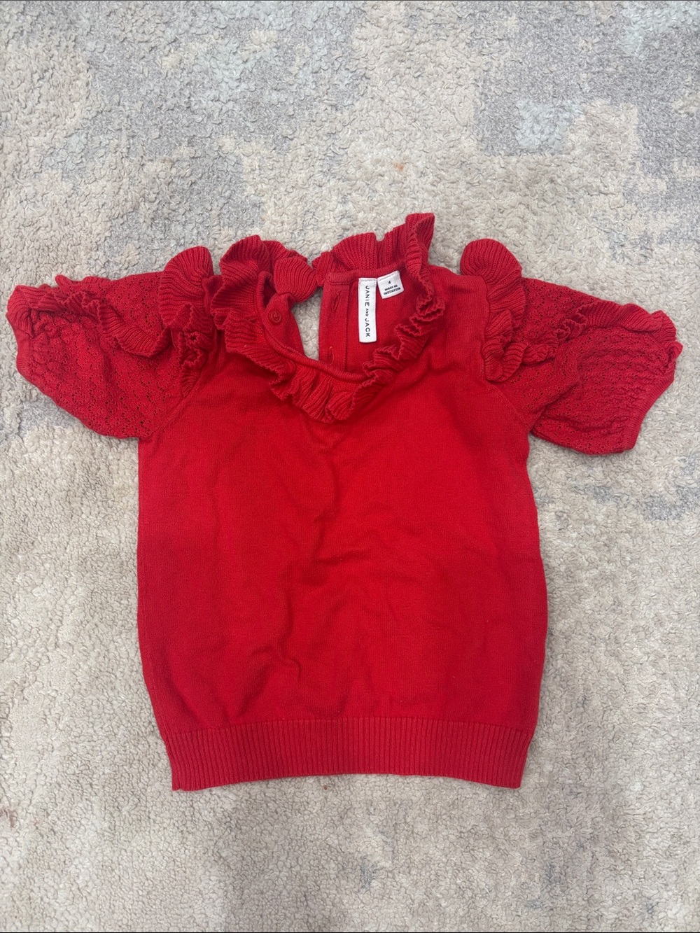 Janie and Jack Red Ruffle Knit Top for Kids